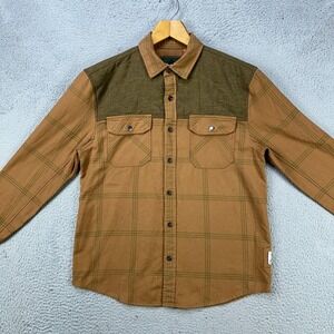 Howler Bros Quintana Quilted Flannel Shirt Mens Medium Button Up Brown Plaid